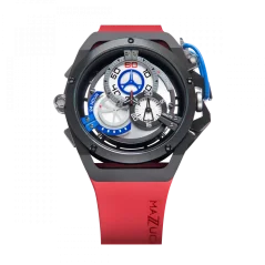Čierne pánske hodinky Mazzucato s gumovým pásikom Rim Sport Black / Red - 48MM Automatic