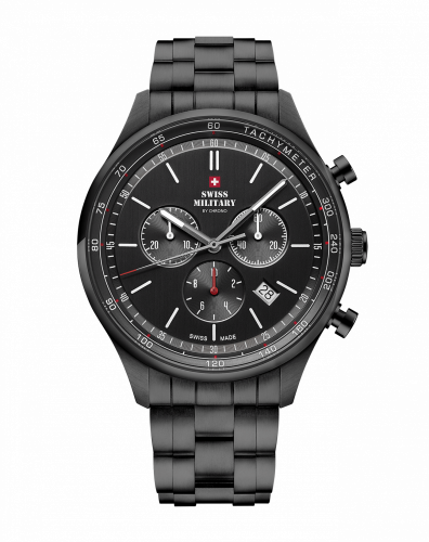 Reloj Swiss Military Hanowa negro para hombre con correa de acero Chronograph SM34081.04 42MM