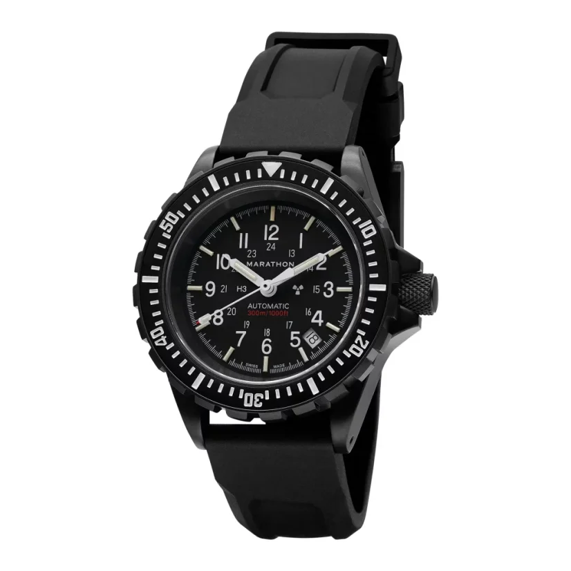 Men's black Marathon watch with rubber strap Anthracite Large Diver's 41MM Automatic