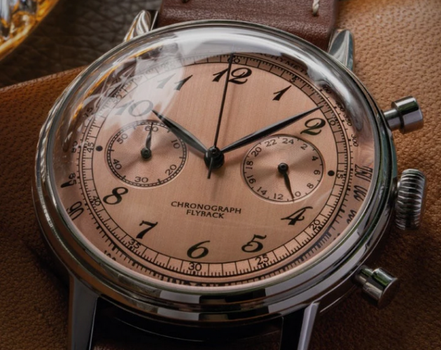 Orologio da uomo Undone Watches in argento con cinturino in pelle Vintage Salmon 40MM