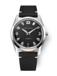 Stříbrné pánské hodinky Nivada Grenchen s koženým páskem Antarctic 35002M15 35MM