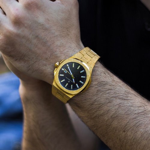 Złoty męski zegarek Ralph Christian ze stalowym paskiem The Frosted Stellar - Gold 42,5MM