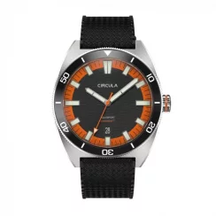 Zilverkleurig herenhorloge van Circula Watches met een rubberen band AquaSport II - Grey 40MM Automatic