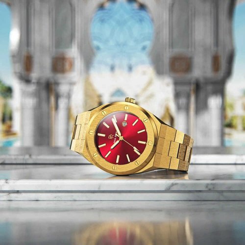 Gouden herenhorloge van Paul Rich met stalen band Sultan's Ruby 45MM