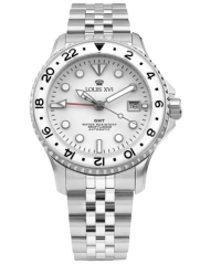 Stříbrné pánské hodinky Louis XVI s ocelovým páskem Mirabeau GMT 1430 - Silver 41MM Automatic
