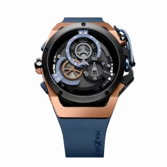 Čierne pánske hodinky Mazzucato s gumovým pásikom Rim Sport Black / Gold - 48MM Automatic