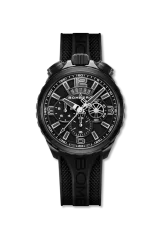Čierne pánske hodinky Bomberg Watches s gumovým pásikom DEEP BLACK 45MM