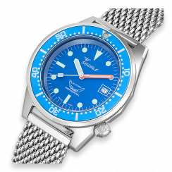Stříbrné pánské hodinky Squale s ocelovým páskem 1521 Ocean Mesh - Silver 42MM Automatic
