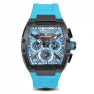 Relógio de homem Ralph Christian preto com pulseira de borracha The Intrepid Sport - Arctic Blue 42,5MM