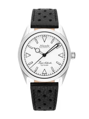 Men's silver Nivada Grenchen watch with leather strap Super Antarctic White 32065A10 38MM