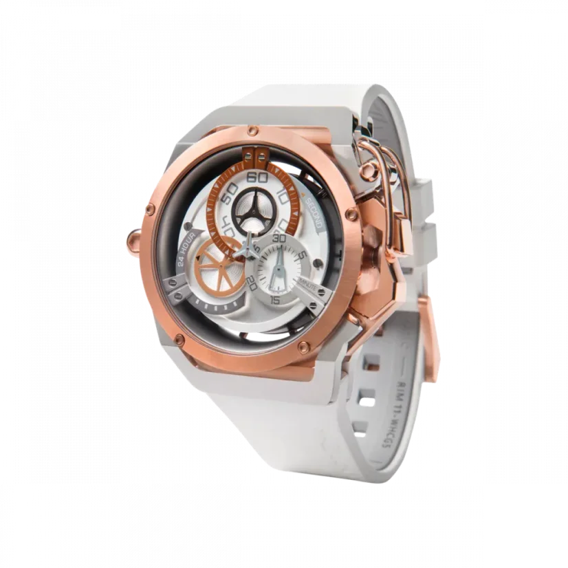 Men's Mazzucato gold watch with rubber strap Rim Sport Gold / White - 48MM Automatic