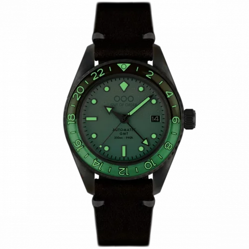 Stříbrné pánské hodinky Out Of Order s koženým páskem After 8 GMT 40MM Automatic