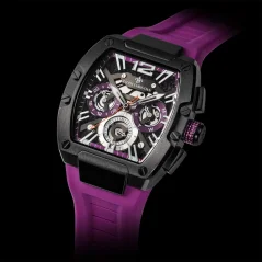 Orologio da uomo nero Ralph Christian con un braccialetto di gomma The Intrepid Sport - Amethyst Blaze 42,5MM