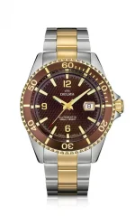 Relógio Delma Watches prata para homens com pulseira de aço Santiago Silver / Gold Red 43MM Automatic