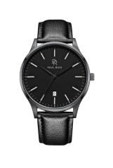 Men's black Paul Rich watch with genuine leather strap Onyx - Leather