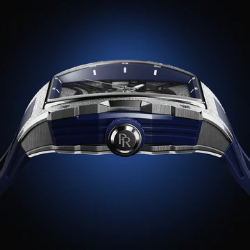 Men's silver Paul Rich Watch with a rubber band Frosted Astro Day & Date Lunar - Silver / Blue 42,5MM
