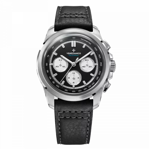Relógio masculino de prata Venezianico com uma pulseira de couro Bucintoro 8221511 42MM Automatic