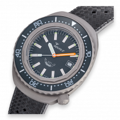 Stříbrné pánské hodinky Squale s gumovým páskem 2002 Grey - Silver 44MM Automatic