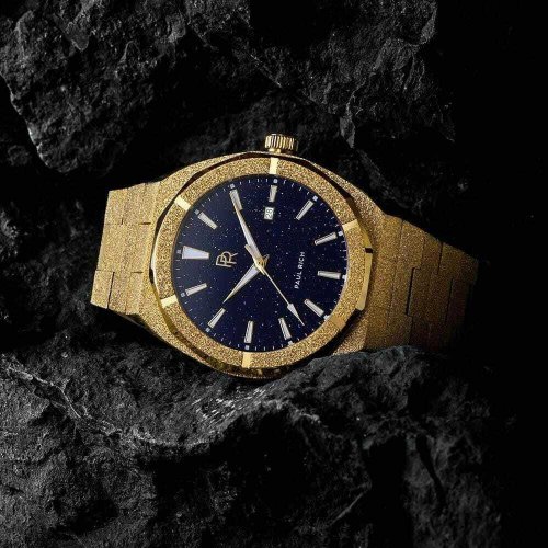Reloj dorado para hombre Paul Rich con correa de acero Star Dust Frosted - Gold Automatic 42MM