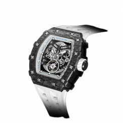 Orologio da uomo bianco Tsar Bomba Watch con un braccialetto di gomma TB8208CF - Elegant White Automatic 43,5MM