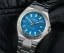 Zilverkleurig herenhorloge van Delma Watches met stalen riem band Midland Automatic Silver / Ocean Blue 40,5MM