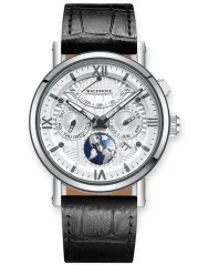 Relógio Waldhoff bracelete de prata com pele para homem Multimatic II Diamond Silver 41MM Automatic