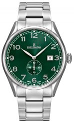 Herenhorloge in zilverkleur van Delbana Watches met stalen band Fiorentino Silver / Green 42MM