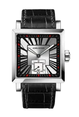 Męski srebrny zegarek Agelocer Watches ze skórzanym paskiem Codex Retro Series Silver / Red 35MM