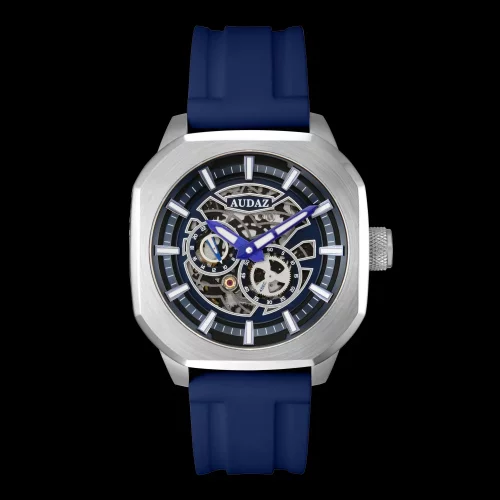 Montre Audaz Watches pour homme de couleur argent avec bracelet en caoutchouc Maverick ADZ3060-02 - Automatic 43MM