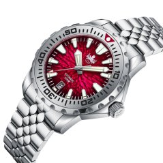 Montre Phoibos Watches pour homme en argent avec bracelet en acier KRAKEN 200M PY059E Automatic 40MM