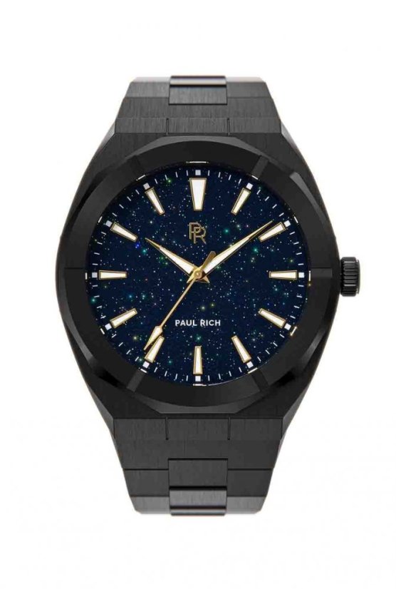 Men's black Paul Rich watch with steel strap Star Dust - Black 45MM