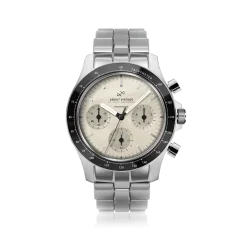 Relógio About Vintage de prata para homem com pulseira de aço Racing Chronograph 1960 40MM