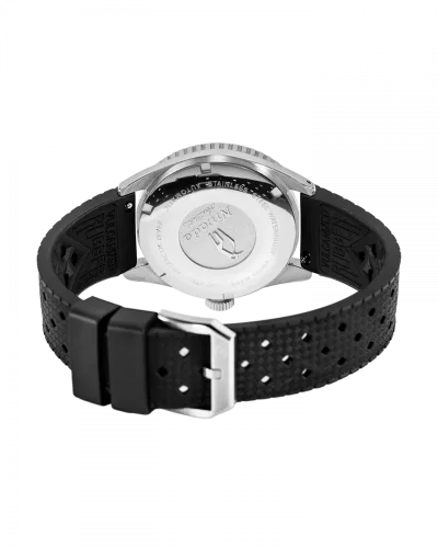 Zilverkleurig herenhorloge van Nivada Grenchen met rubberen riem Antarctic Diver No Date 32044A01 38MM Automatic