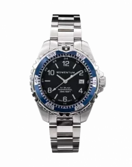Montre Momentum Watches pour homme de couleur argent avec bracelet en acier Splash Black / Blue 38MM