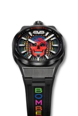 Černé pánské hodinky Bomberg s gumovým páskem METROPOLIS MEXICO CITY 43MM Automatic