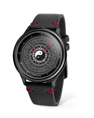 Černé pánské hodinky Undone s koženým páskem Zen Cartograph Black 40MM