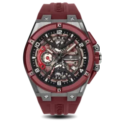 Srebrny zegarek męski Ralph Christian z gumką The Apex Chrono - Crimson Steel 46MM