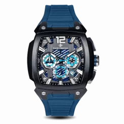 Černé pánské hodinky Ralph Christian s gumovým páskem The Phantom Chrono - Nordic Blue 44MM