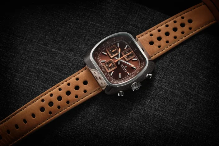 Muški srebrni sat Straton Watches s kožnim remenom Speciale All Brown 42MM
