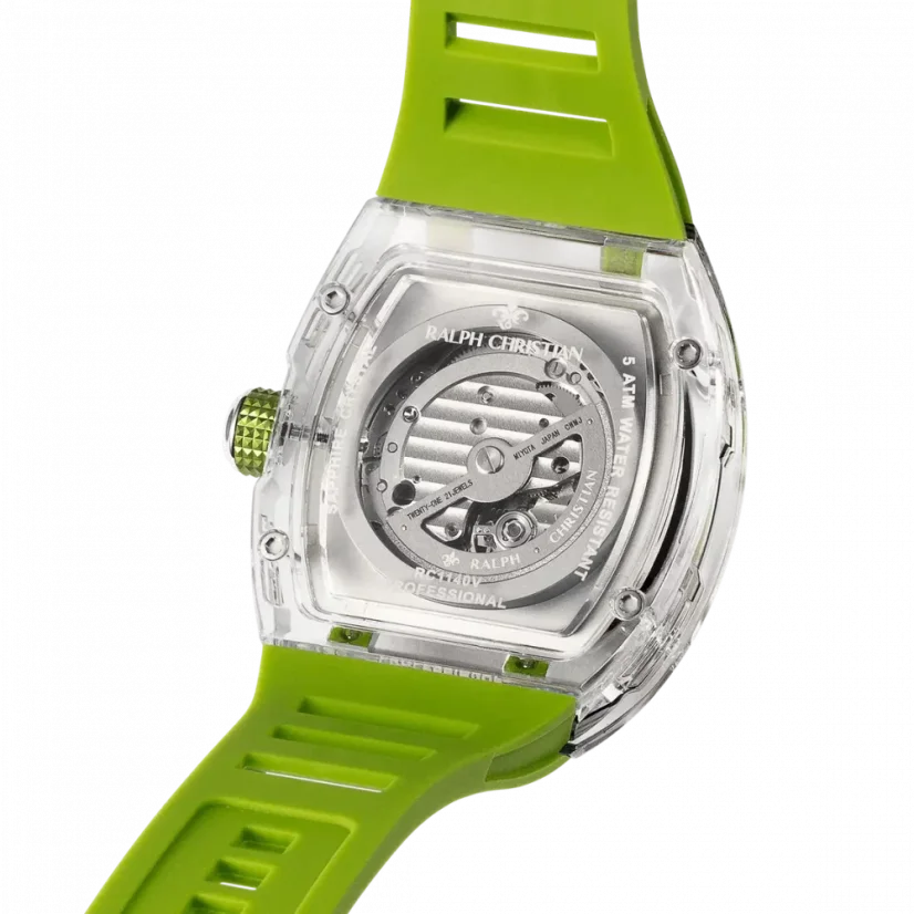 Men's silver Ralph Christian watch with a rubber band The Ghost - Acid Green Automatic 43MM