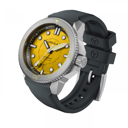 Herrenuhr aus Silber Circula Watches mit Gummiband DiveSport Titan - Madame Jeanette / Hardened Titanium 42MM Automatic