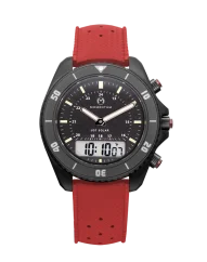 Černé pánské hodinky Momentum s gumovým páskem UDT Black-Ion - Red Tropic Rubber 42MM