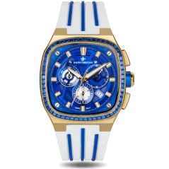 Złoty zegarek męski Ralph Christian z gumką The Legacy Chrono Ice - Sapphire Royale 42,5MM