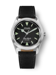 Montre Nivada Grenchen pour homme en couleur argent avec bracelet en cuir Super Antarctic 32026A17 38MM Automatic