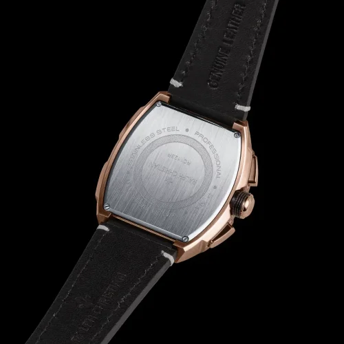 Reloj dorado Ralph Christian hombre con cinturón de cuero The Intrepid Chrono - Rose Gold 42,5MM