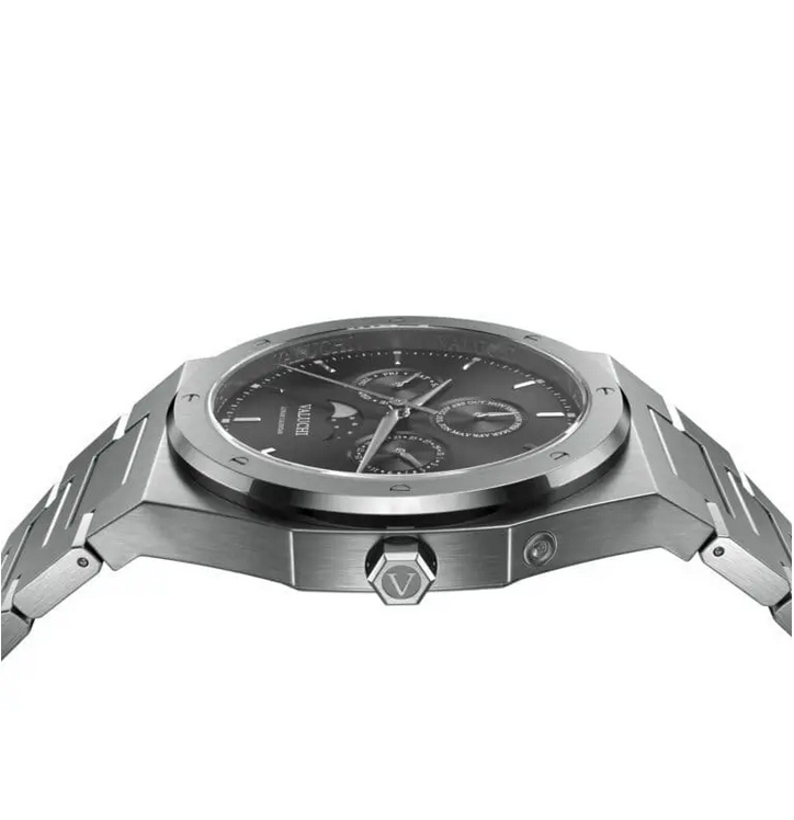 Men's silver Valuchi watch with steel strap Lunar Calendar - Silver Black Automatic 40MM