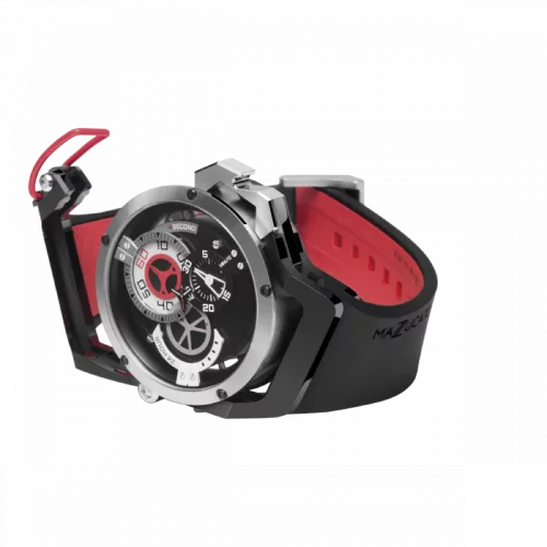 Relógio masculino de prata Mazzucato com bracelete de borracha Rim Sport Black / Silver - 48MM Automatic