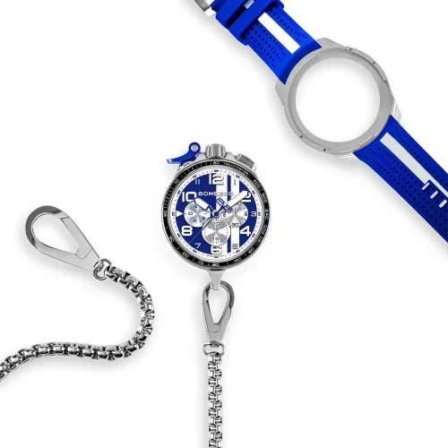 Orologio da uomo Bomberg Watches colore argento con elastico RACING 4.1 Blue 45MM