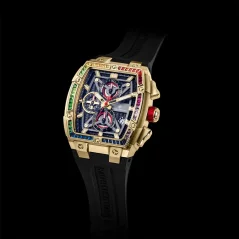 Złoty męski zegarek Ralph Christian z gumką The Polaris Chrono Ice - Midnight Radiance 42,5MM