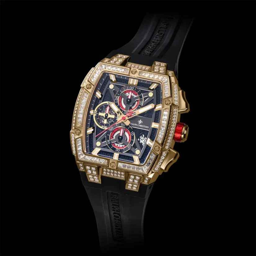 Men's gold Ralph Christian watch with a rubber band The Polaris Chrono Ice - Regal Noir 42,5MM